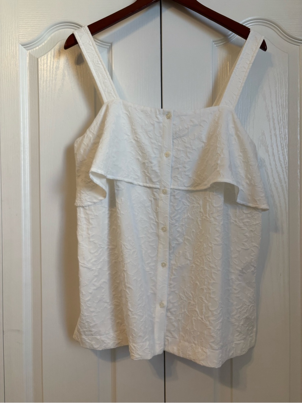 Michael Kors White Ruffle-Front tank top